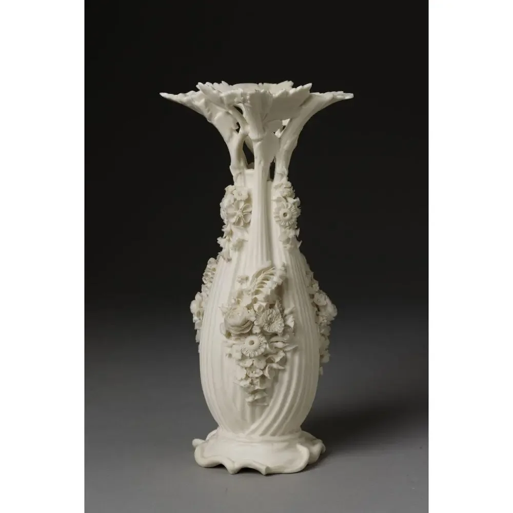 Antique 19th Century Samuel Alcock Vase Floral Cut Out Unique One of a Kind FLAW